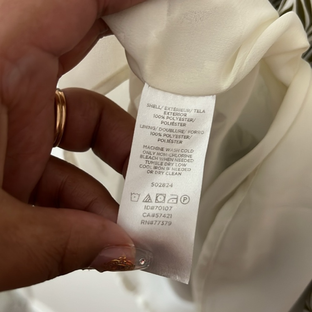 LOFT Tank Top polyester Lined Botanical Off-White Olive V-Neck - Picture 5 of 5